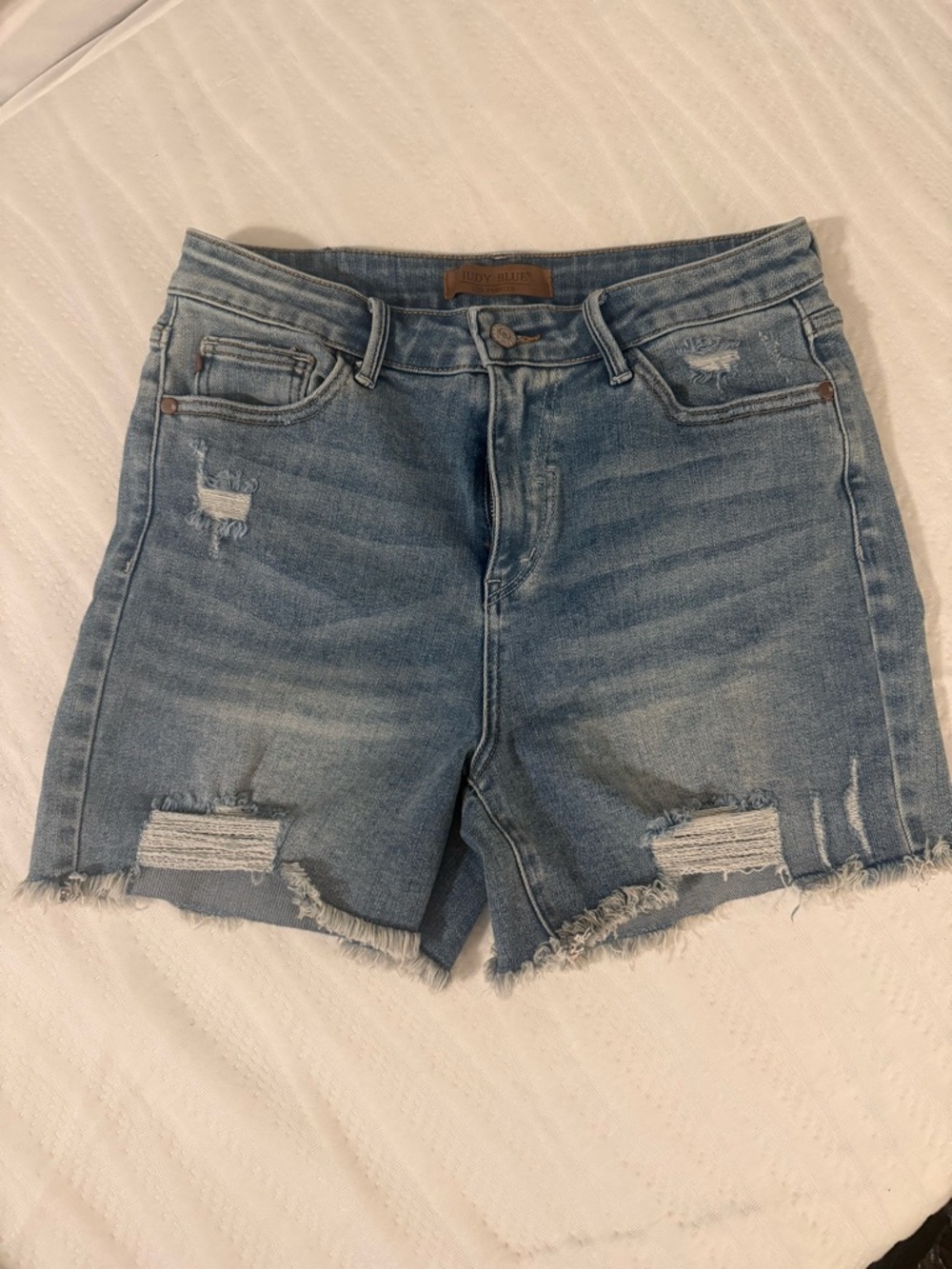 Judy Blue Light Blue Distressed Denim Shorts